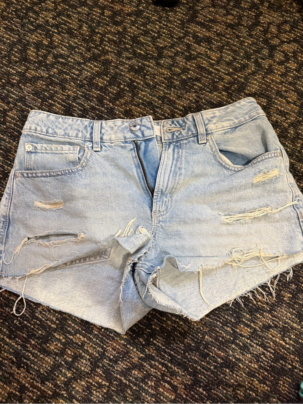 Garage Light Blue Distressed Denim Shorts